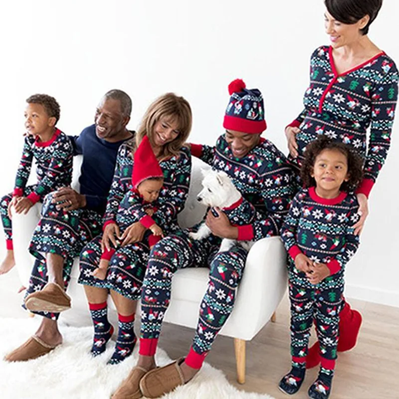 Family Match Christmas Pajamas Set New Xmas Hot Sale Mum Dad Kid Baby Sleepwear Nightwear Homewear Family Matching Pjs Set