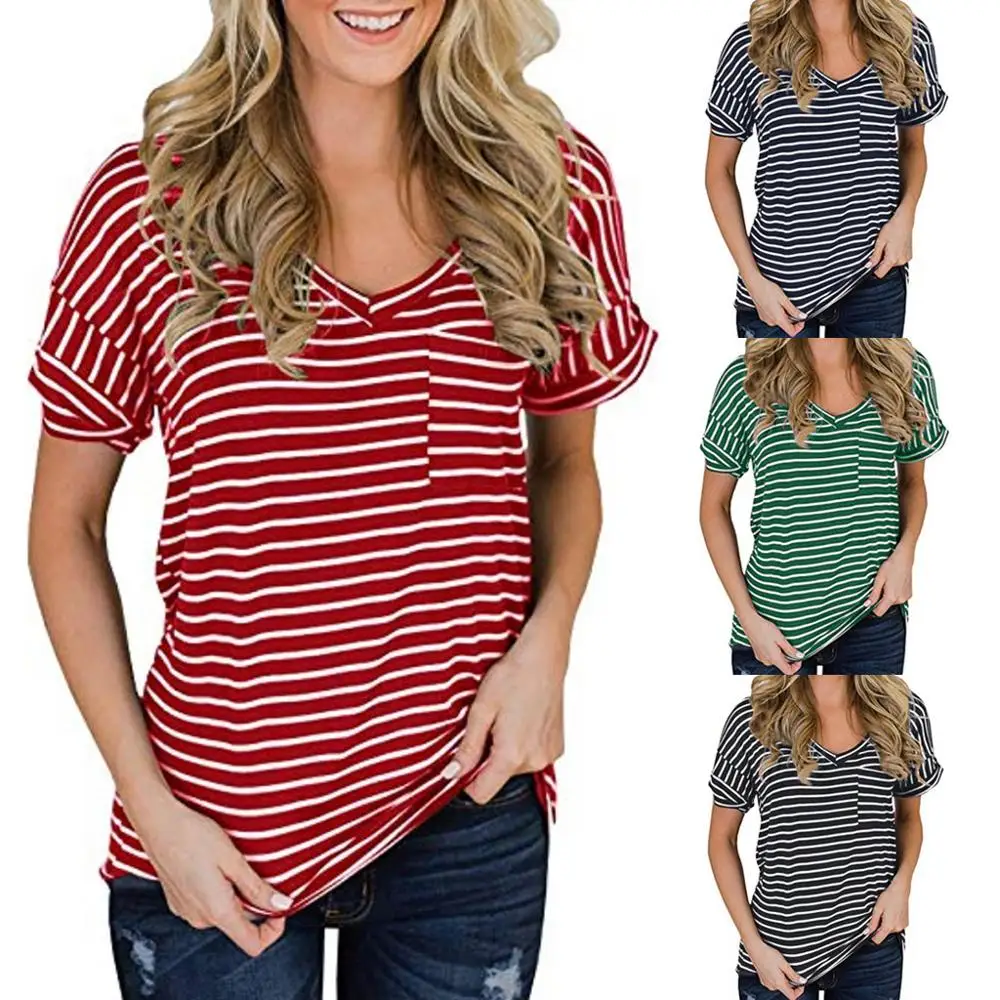 red and black striped t shirt women's