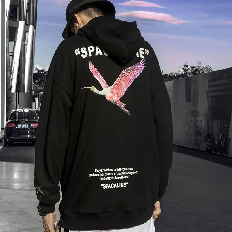 Япония уличный кран толстовки шарнир хип хоп стиль Swag Tyga Sudadera Hombre оверсайз черный белый хлопок