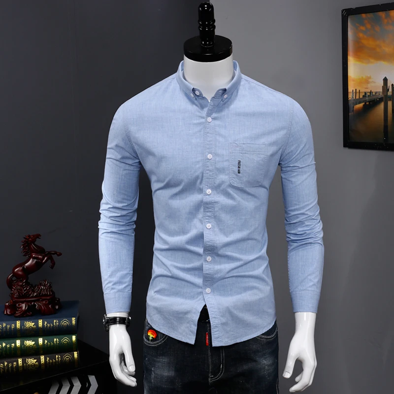 

Mens Casual Shirt Fashion New Designer Cotton Slim Fit Long Sleeve Classic Shirts Men Size 3XL Male Shirts