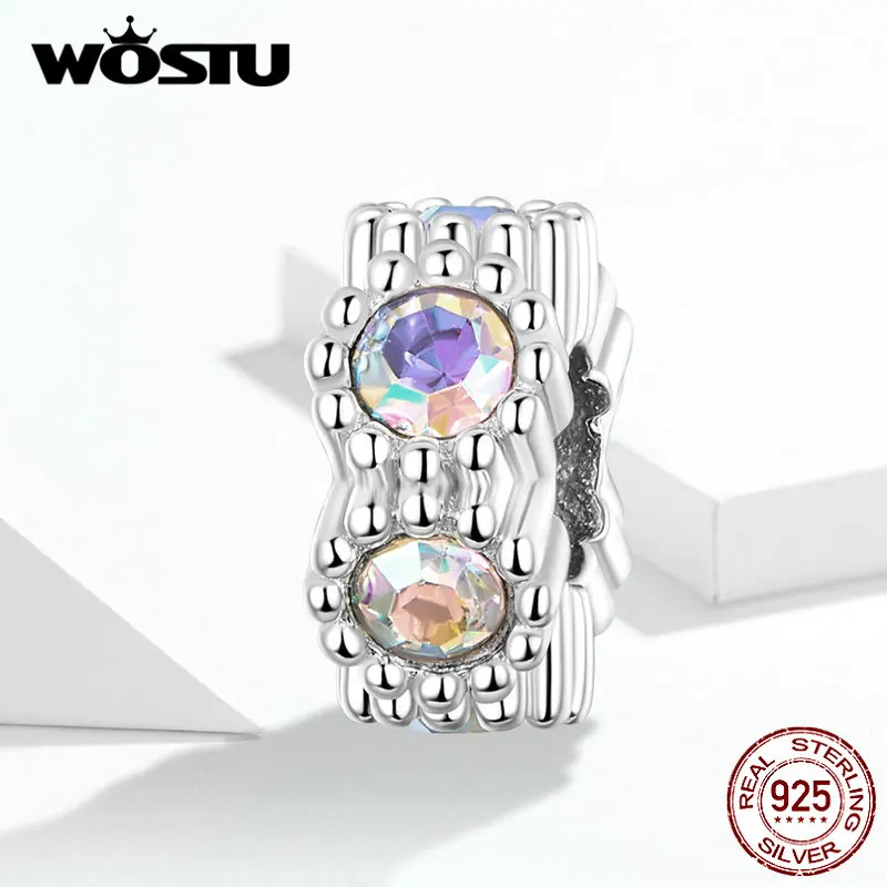 WOSTU Горячая Мода Настоящее 925 пробы серебряные красочные бусы подходят для женщин браслет Горячая Мода Изготовление ювелирных изделий CQC1309