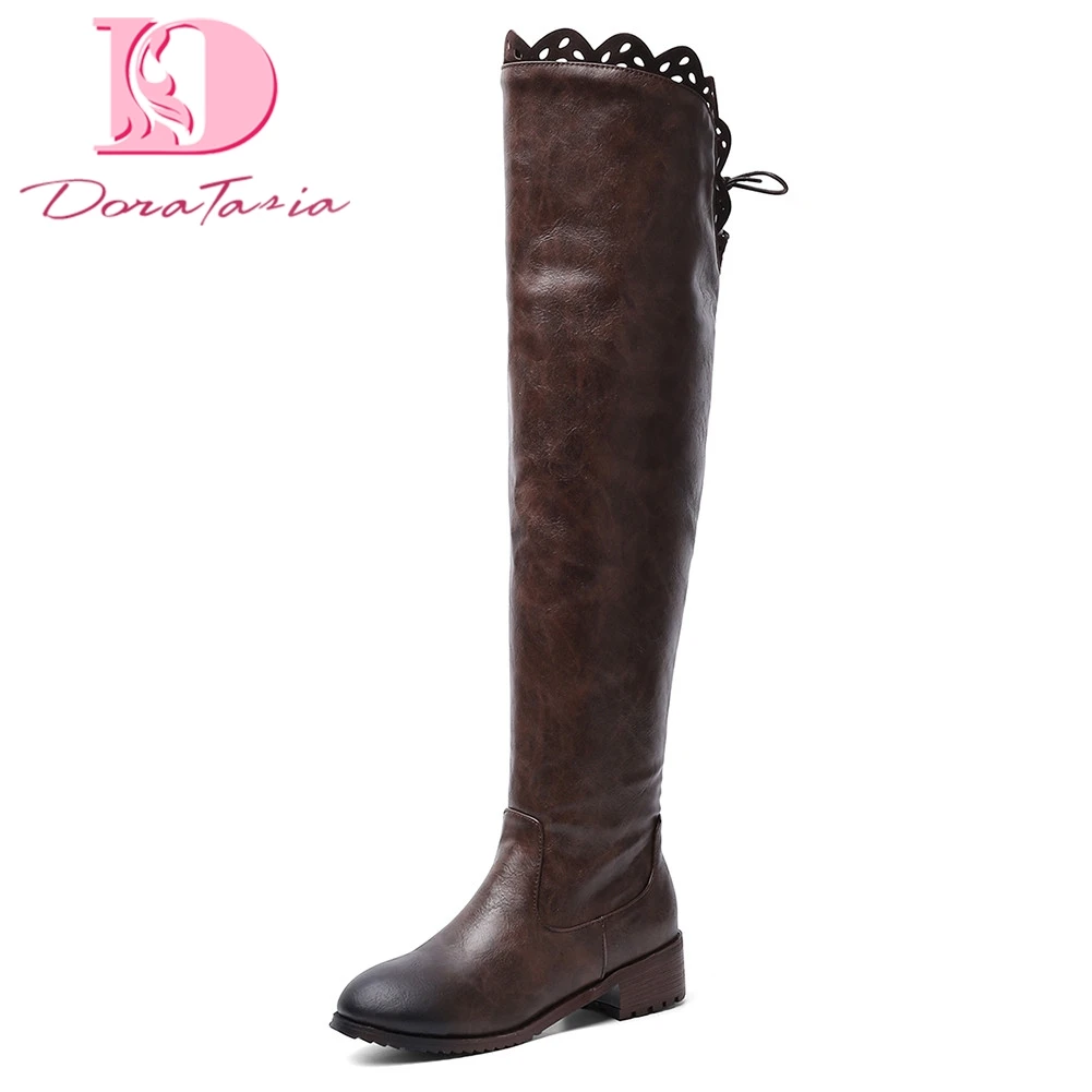 

Doratasia Large Size 48 Retro 2019 Add Fur Warm Winter Boots Women Shoes Square Heel Over The Knee Boots Female Shoes Woman