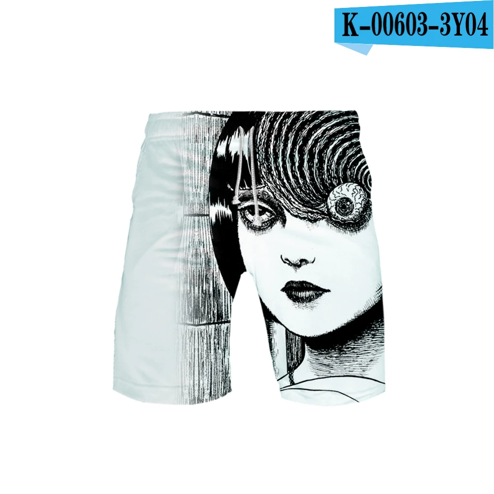 3D шорты Популярные летние аниме junji ito 3D летние пляжные шорты мужские модные шорты в стиле Харадзюку модные крутые шорты - Цвет: Черный