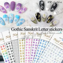 10pcs Old English Font Nail Stickers High Quality TA Medium Large Gothic Letters Design Adhesive Stickers Nail Art Decoration