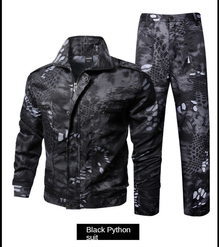 Camouflage Men 's Suit 2021 Spring and Autumn Youth Military Training Wear-Resistant Sweat-Absorbent Trousers Two - Piece Suit Camouflage Men 's Suit 2021 Spring and Autumn Youth Military Training Wear-Resistant Sweat-Absorbent Trousers Two - Piece Suit