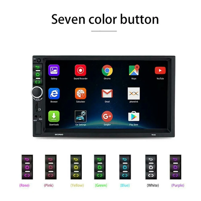  Android 8.1 Car Stereo GPS Navi MP5 Player Double 2Din WiFi 7 Inch Quad Core BT with 4LED Cam