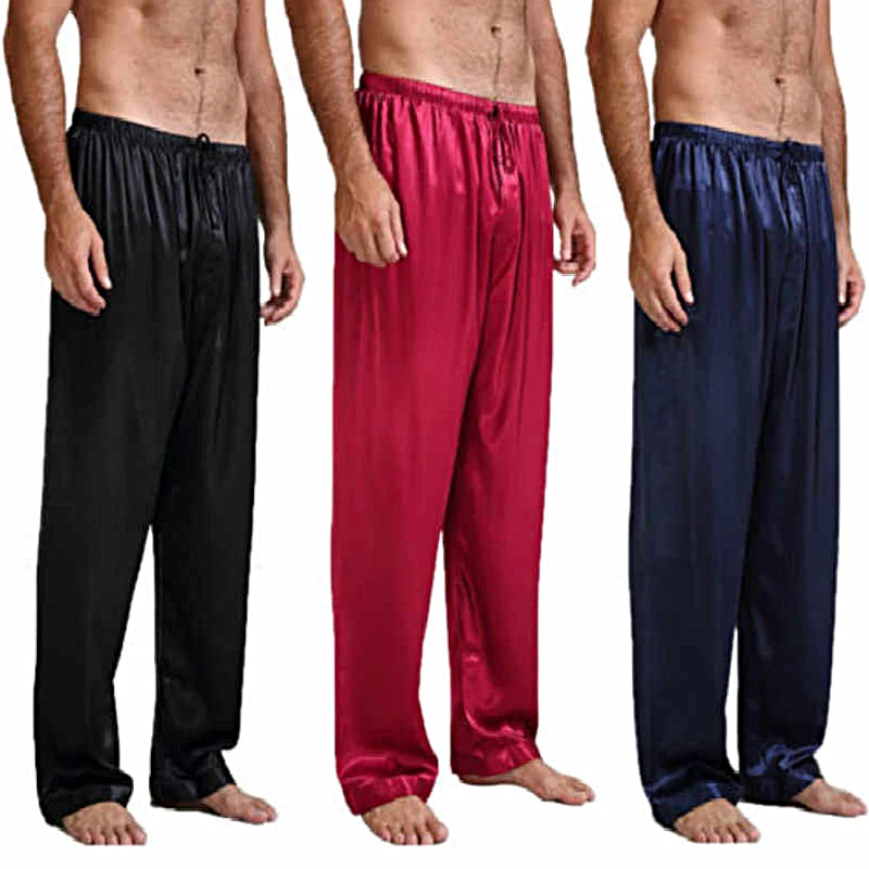 

Mens Silk Satin Pajamas Lounge Pants Loose Casual Sleep Bottoms Hot Sale Pyjamas Comfortable Pants