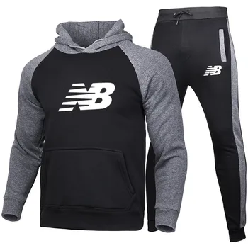 

High-quality sportswear men's hooded sweatshirt + pants thickening suit men and women fitness leisure sports two-piece suit 2020
