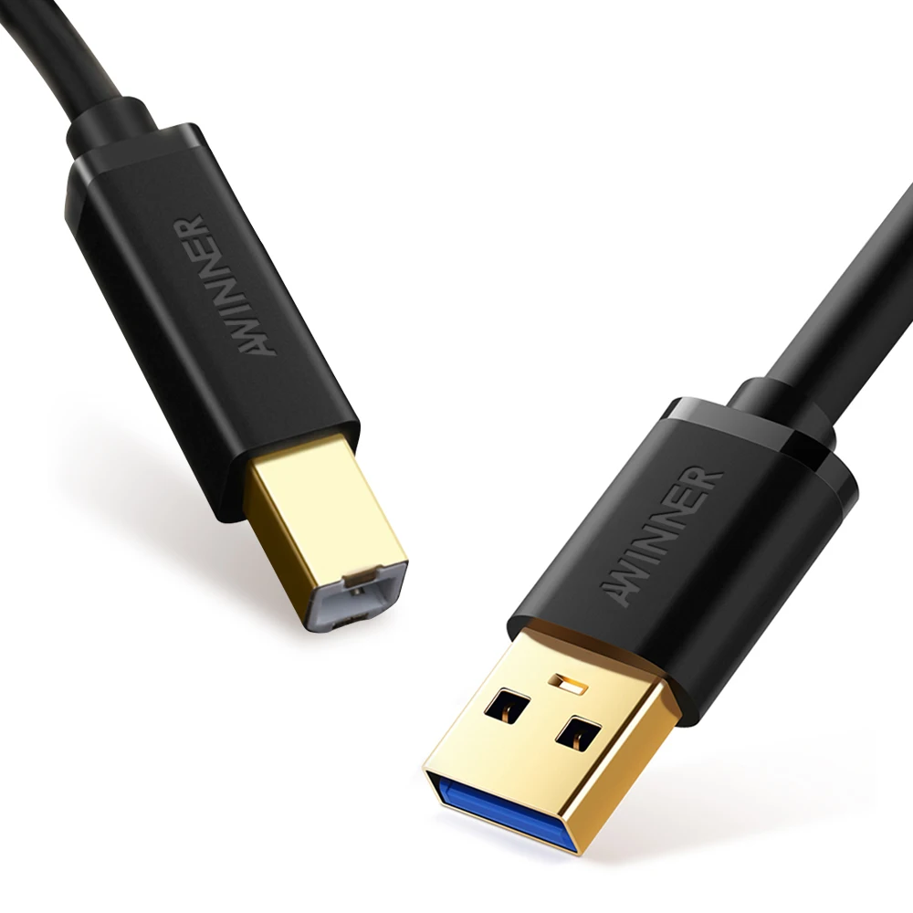 

AWINNER USB Printer Cable USB Type B Male to A Male USB 2.0 Cable for Canon Epson HP ZJiang Label Printer DAC USB Printer