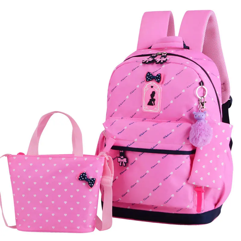 

2019 New Style WOMEN'S Bag Fashion Printed Three-piece Set Different Size Bags Cute Students Canvas School Bag Large-capacity Ba