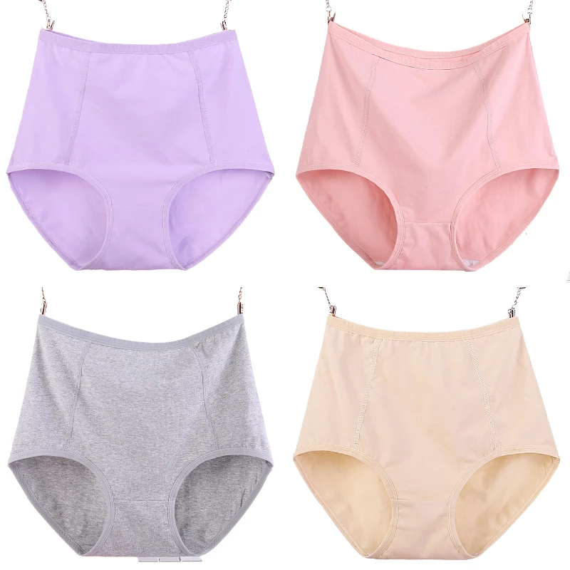 4Pcs/Lot High Waist Underwear Women Pure Cotton Medium Waist Fat Extra Size Underwear Women 200KG RedTriangle Underwear XL-6XL