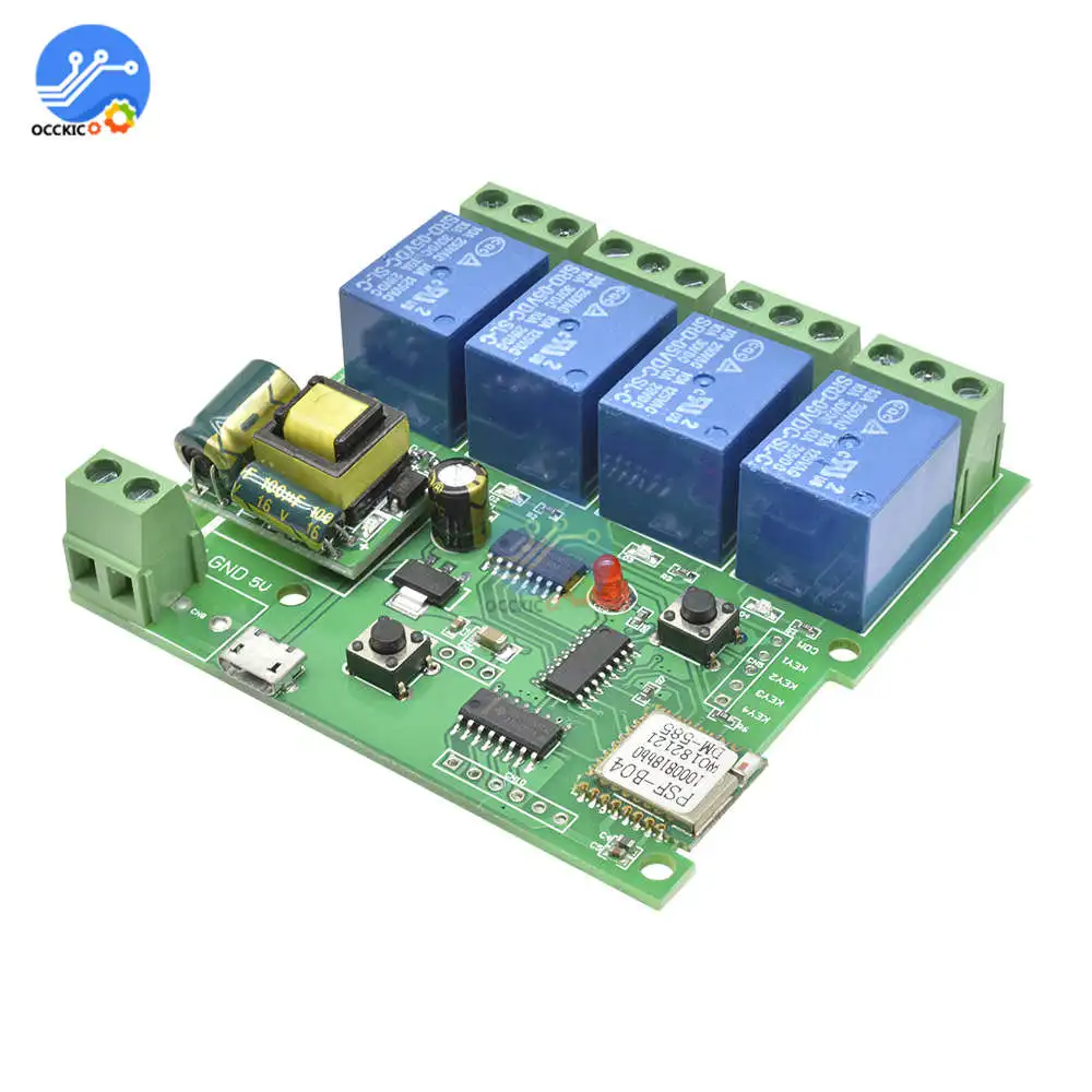 220V 4 канальный переключатель Wi Fi Беспроводной реле за запозданиевремени модуль 433