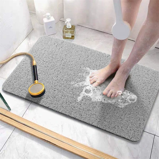 Asvin Soft Textured Bath, Shower, Tub Mat, 47x16 inch, Phthalate Free, Non Slip Comfort Bathtub Mats with Drain, PVC Loo