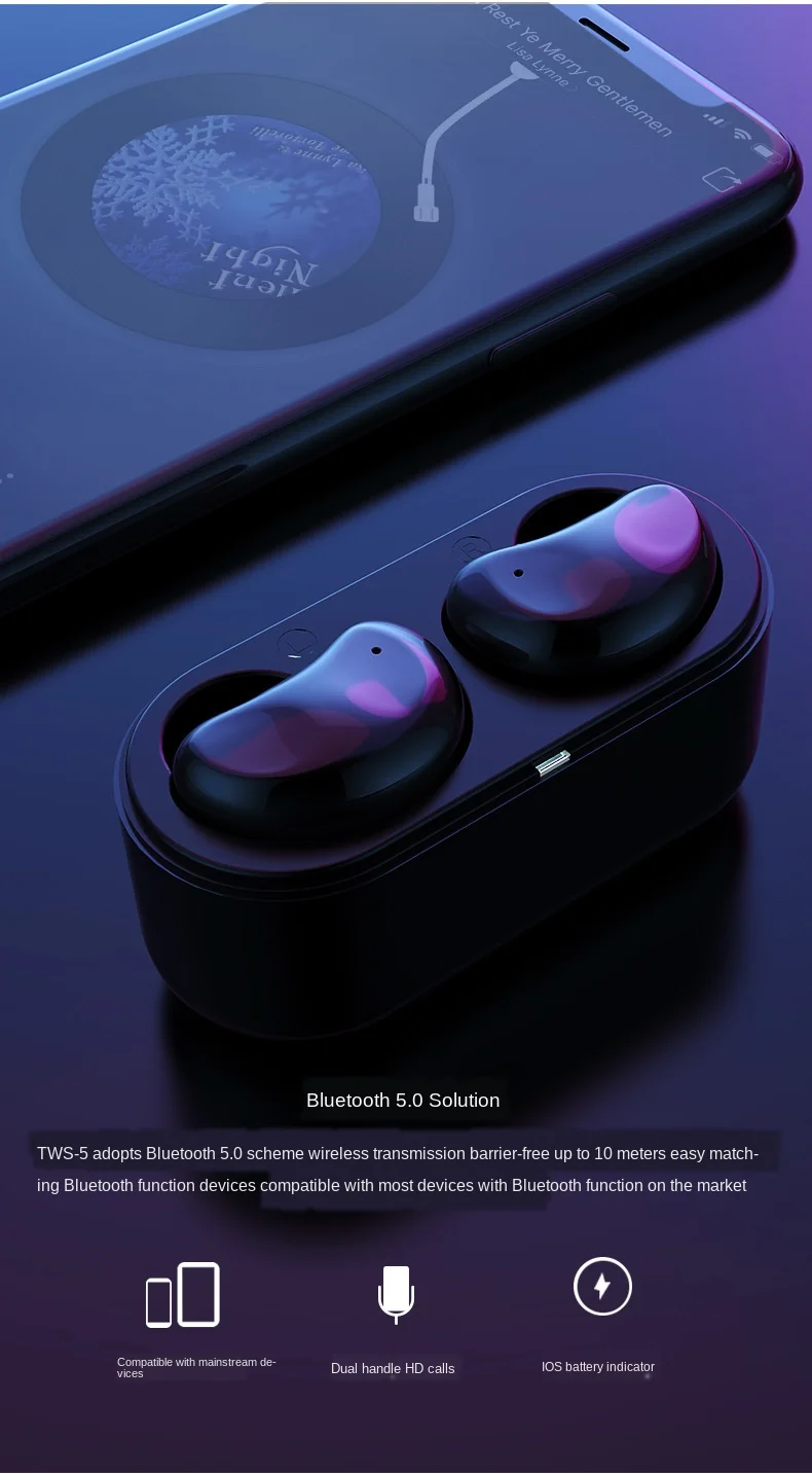 True Wireless Bluetooth Stereo Music Call Headset