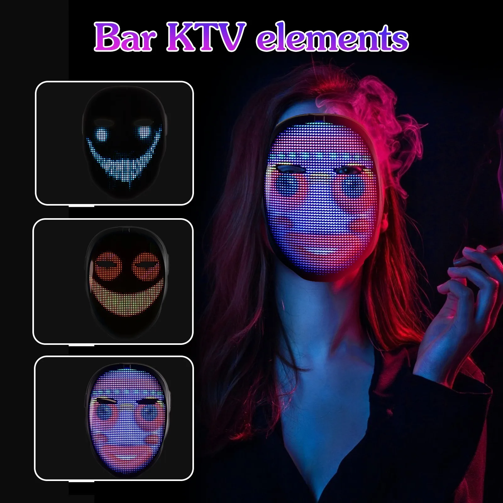 

Halloween Custom Mask Variable Mask App Full Color Led Face Changing Glowing Mask Party Atmosphere 9rops Clown Mask Solitaire