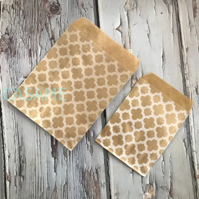 25pcs treat Candy Bag Chevron Polka Dot Bags Kraft Paper Bags Wedding Birthday New Year Party Favors Supplies Gifts Bags 13x18cm honeycomb