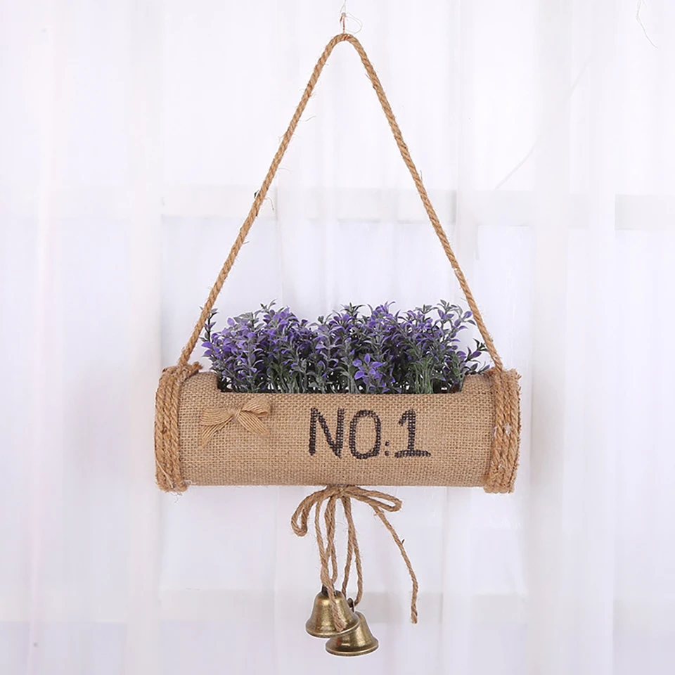 

Wall Hanging Flower Basket Planter Pot Air Plant Hanger Rattan Suspended Tillandsia Orchid Cachepot Flowerbed Linen Wicker