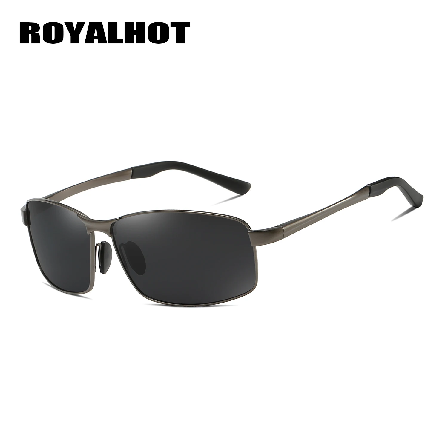 RoyalHot, мужские, женские, поляризационные, сплав, крутые, Прямоугольная оправа, солнцезащитные очки, для вождения, солнцезащитные очки, оттенки, Oculos masculino, мужские, 70015 - Цвет линз: Grey