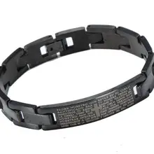 Черный цвет крест Религиозный браслет с библейскими стихами для мужчин 316 нержавеющая сталь браслет для мужчин