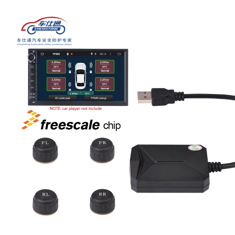 Система контроля давления в шинах TPMS монитор с подключением к USB на Android/система