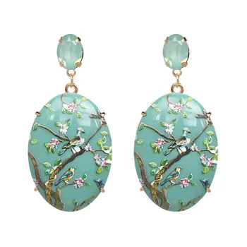 

Tassel Earrings Earing Hot Cakes, Fu Jewelry Cross-border For Europe And The Resin Printing Eardrop Amazon Wish Factory Spot