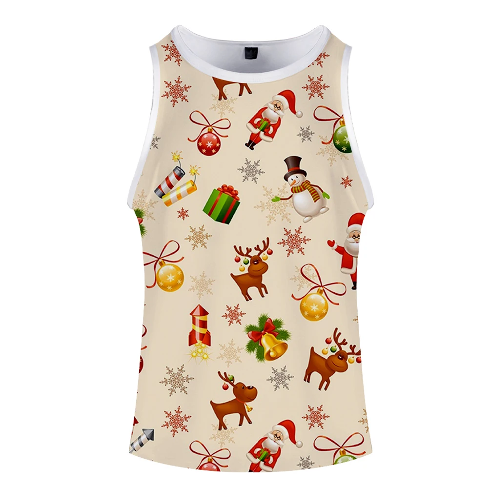 Рождественская крутая 3D верхняя одежда Харадзюку модная новая уличная повседневная спортивная стильная безрукавка модные летние крутые мужские топы