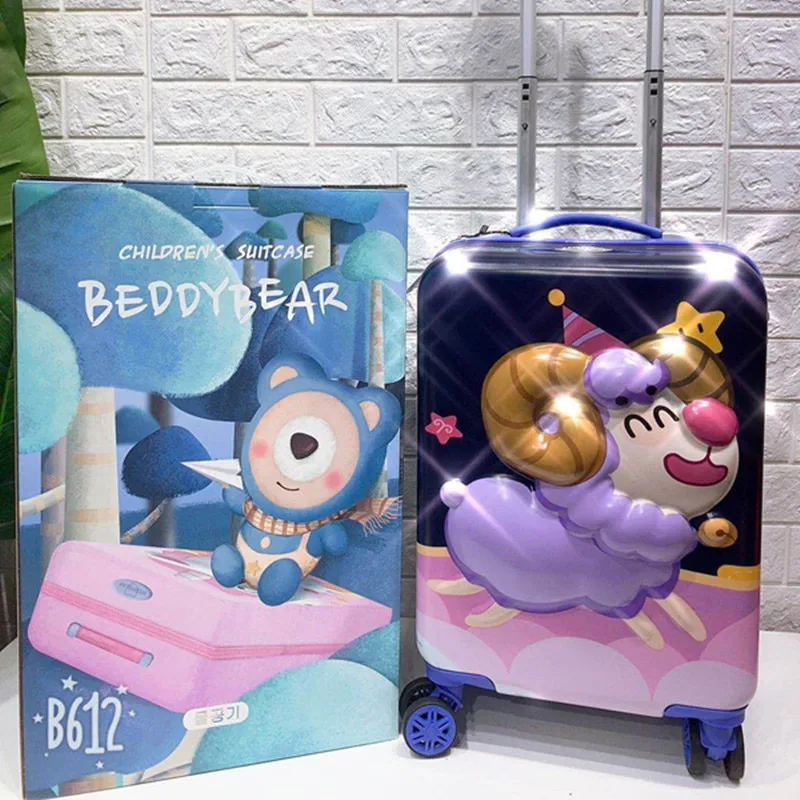 Beddy bear детская тележка для багажа, Спиннер, переносная коробка с замком, детский Дорожный чемодан с рисунком, 17 дюймов, портативный чехол - Цвет: Blue