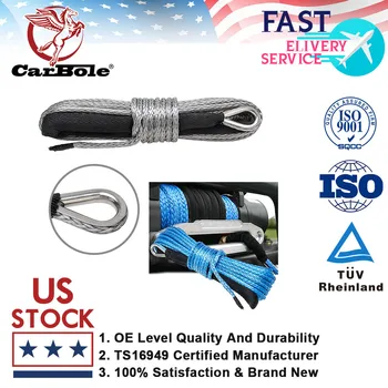 

Carbole 100% Brand New Blue & Gray 1/4"X 50' 10000LB Synthetic Winch Rope Line Recovery Cable 4WD ATV W/Sheath
