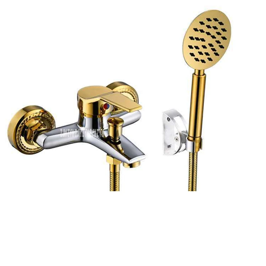 white gold kit 2 JACK-8008 Европейский стиль коммерческий отель матовый медный ручной душ Набор Бытовой Настенный дождевой Душ Набор ABS душ - Цвет: white gold kit 2