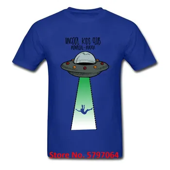 

2020 Alien Ufo Short Sleeve Man T-Shirt Abducted Blue Tee Shirt Cartoon Print Print Teens Causal Clothes