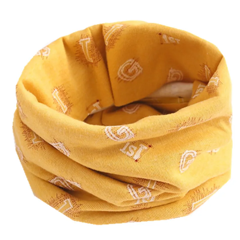 Модный весенне-осенний детский хлопковый шарф, Детский Теплый шейный платок, Детские шарфы с круглым вырезом, детский хлопковый шарф с воротником - Цвет: yellow letters