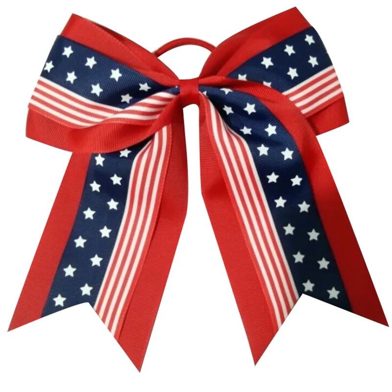 7 дюймов для девочек 4th of July с рисунком флага для девочек банты для волос с эластичной резинкой на День Независимости Бантики - Цвет: 4
