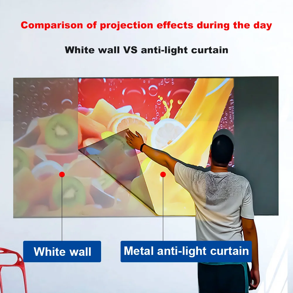 Portable Projector Screen High Brightness 16:9 Metal Anti Light Curtain 84 100 120 133 150 Inches Home Outdoor Office 4K — view 2