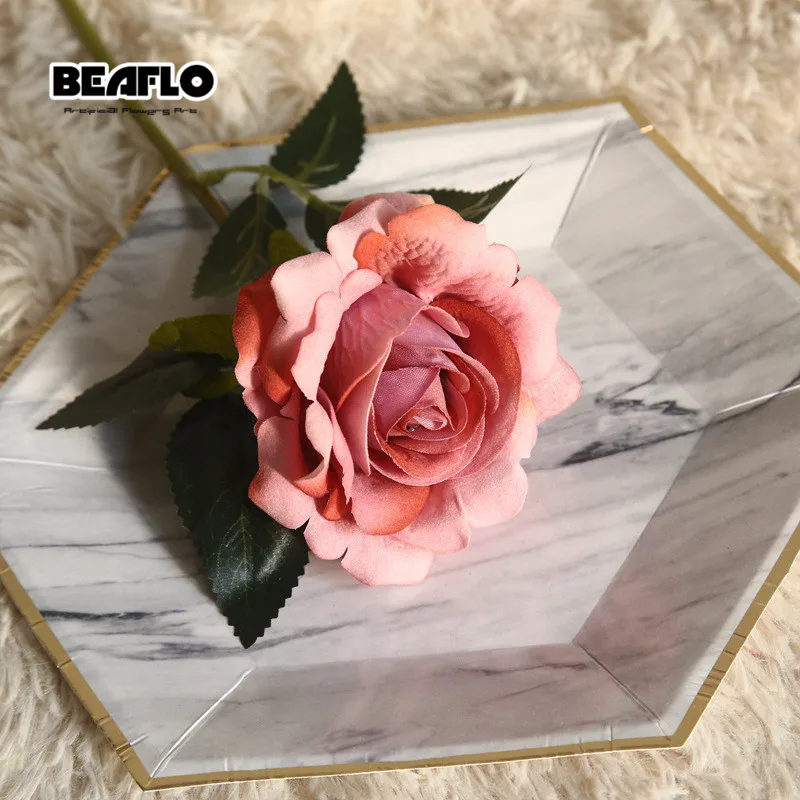BabyPink 1 шт. Искусственные цветы свежие розы шелковые цветочные искусственные цветы с ярким листом для дома Свадебные украшения вечерние украшения для сада - Цвет: BabyPink