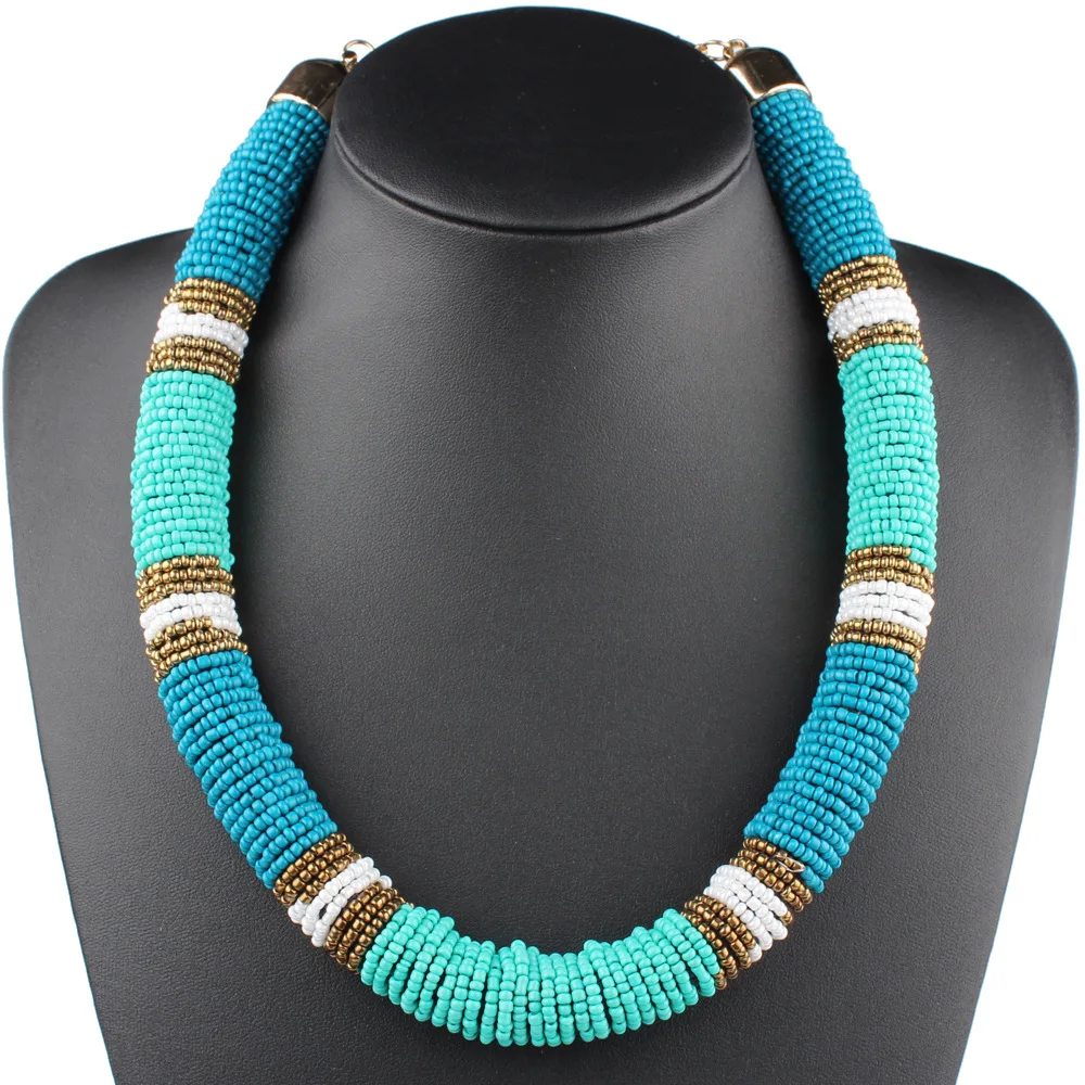 

Europe And America Bohemian Colorful Bead Necklace Multi-color Resin Necklace Handmade Bead Long Women's Sweater Chain