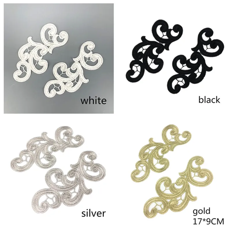 Embroidery Flower Patches Lace Applique Collar Wedding Dress Formal Accessories 17CM * 9CM 5pairs lace garment accessories sewing patches lace sewing supplies lace sewing accessories lace accessories clothing accessories