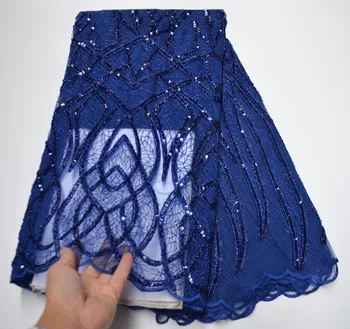 

Latest Style African French Tulle Mesh Lace Fabric High Quality French Voile Lace Fabric With Sequins For Nigerian Wedding Dress