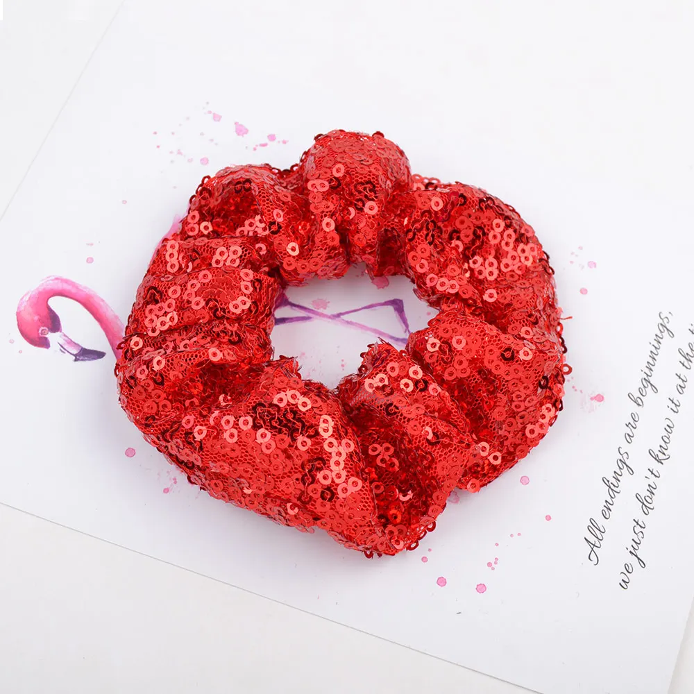 metal hair clips 20 Colors 4.3 Inch Solid Sequin Scrunchie Elastic Hair Band For Women Girls Ponytail Holder Hair Rope Headband Hair Accessories knot hair band