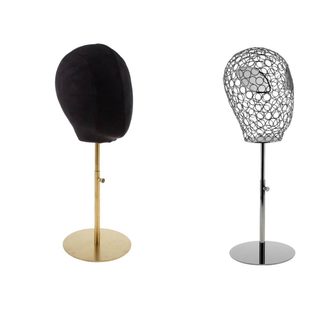 2pcs Modern Metal Hat Stand, Tabletop Decorative Wig Drying Holder, Black & Silver