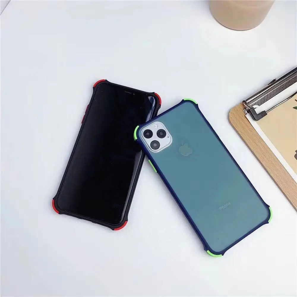 100 шт ударопрочный чехол для телефона для iPhone 11 Pro X XR XS Max 7 8 Plus Прозрачный матовый контрастный яркий цвет твердый PC задняя крышка