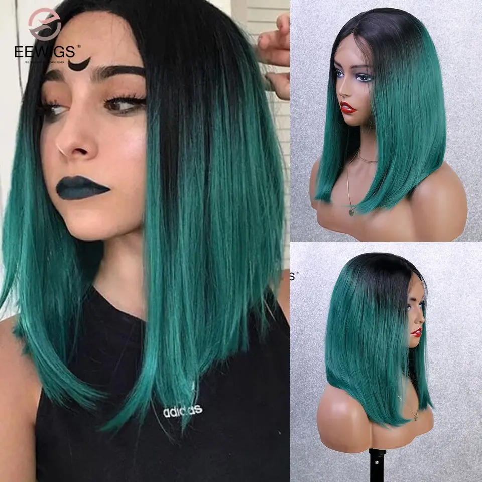 teal bob wig