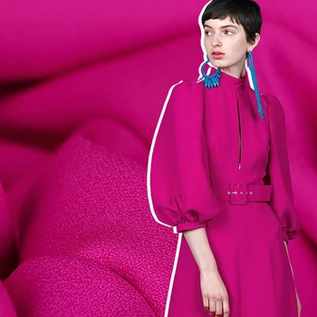 

148CM Wide 370G/M Weight Solid Color Purple Red Wool Crepe Fabric for Autumn Spring Suit Dress Jacket Pants DE1210