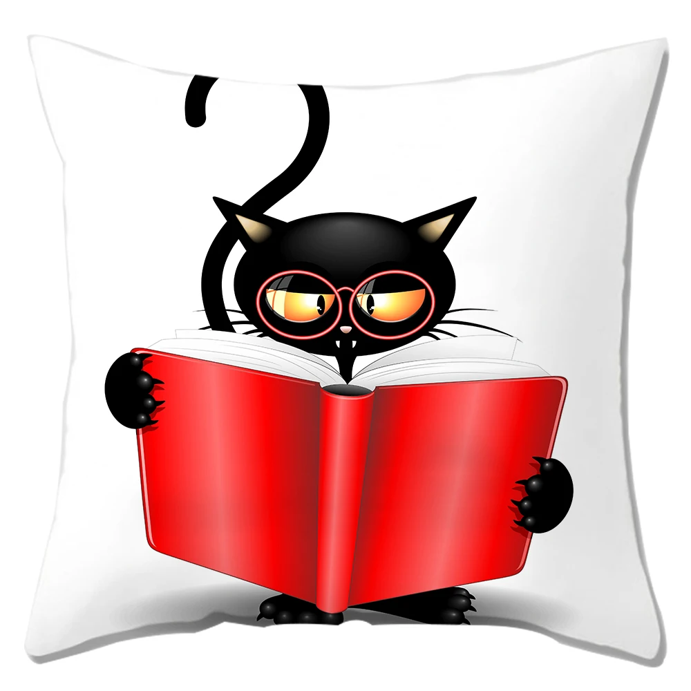 Homesky с милым рисунком кота наволочки Творческий черная кошка подушка чехол для дома декоративная подушка чехол размером 45*45 см