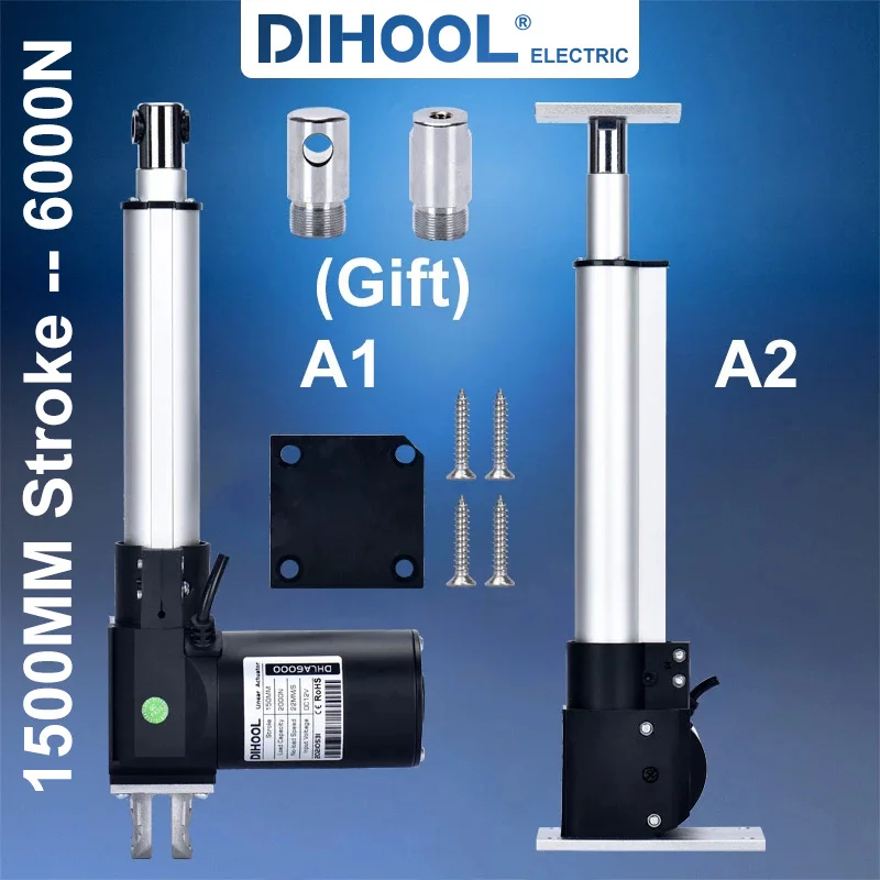 

DHLA6000 1500MM Stroke Electric Linear Actuator Kit DC24V 12VDC Motor 6000N 600KG 1300lb With Wireless Controller Furniture Lift