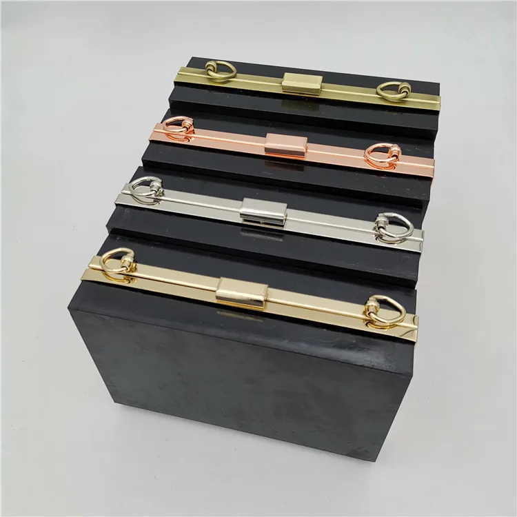 A.KOM // RECTANGULAR ACRYLIC CLUTCH BAG W/ METAL FRAME, BLACK