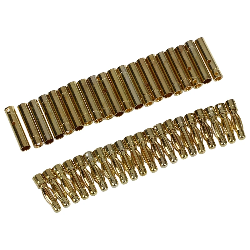 

20 Pairs Gold Tone Metal RC Banana Bullet Plug Connector Male Female 4mm