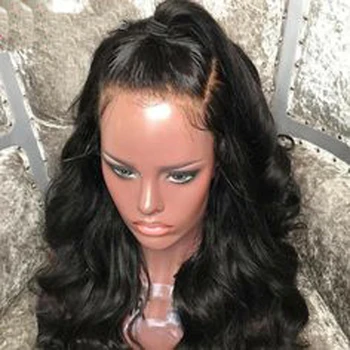 

Natural Wave Lace Front Synthetic Wig Long Heat Resistant Hair Pre Plucked Wig with Baby Hair Bleached Knots For Black Women