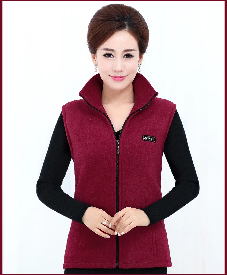 Plus Size Middle-aged Mother Stand Collar Vest Jacket Short Polar Fleece Sleeveless Outwear Warm Female Casual Waistcoat Tops north face parka