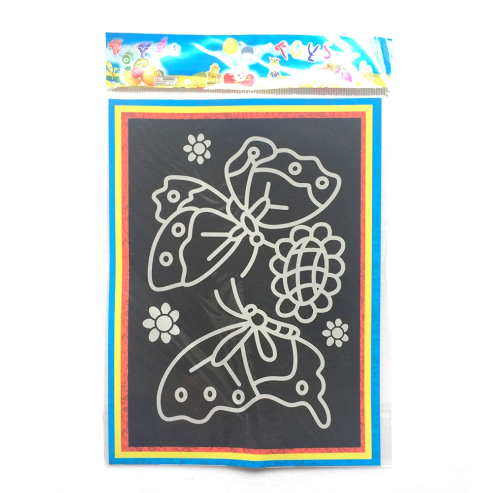10 Pcs Paper Magic Colorful Stick Kids Craft Art Scratch Painting Drawing