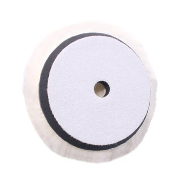 

6Inch Wool Polishing Pad Soft Sheepskin Buffing Pads with Hook and Loop Back Wool Cutting Pad for Car Furniture Glass and So On